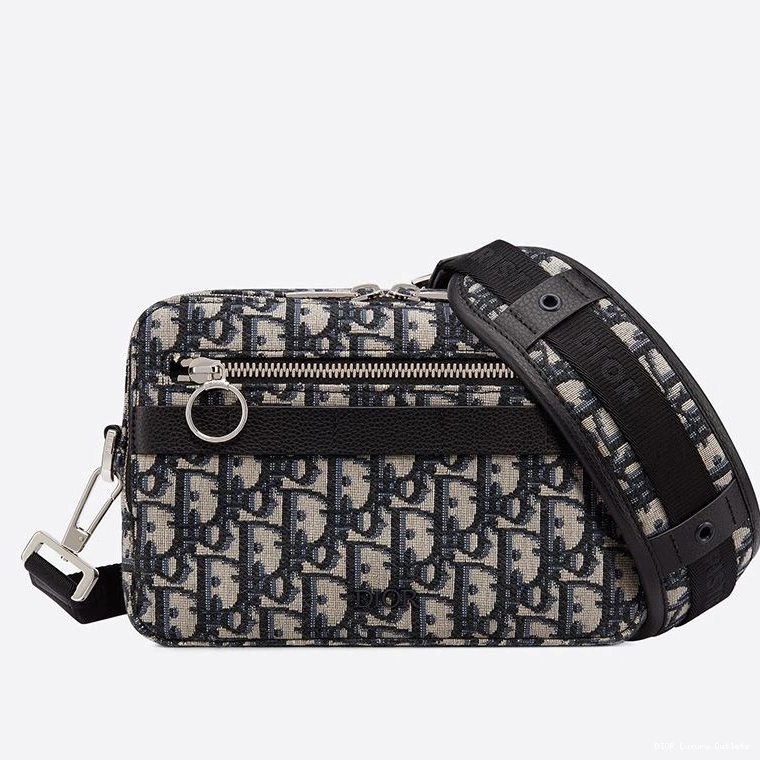 Cheap Dior Blue Motif Canvas Safari Messenger Oblique 0801 Luxury